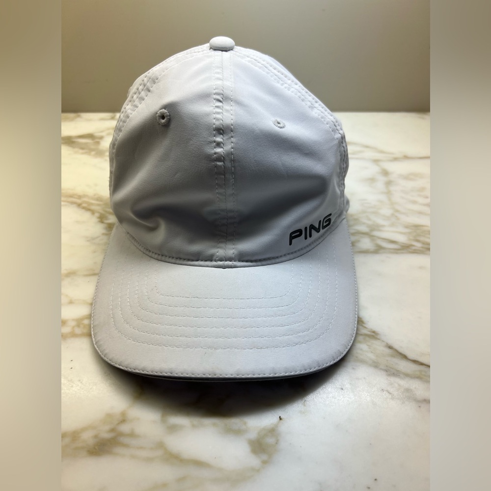 Ping White Golf Hat With Black Logo